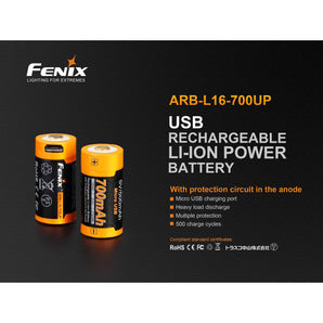 Charging battery Fenix RCR123A / 16340 High Current (Li-ion)